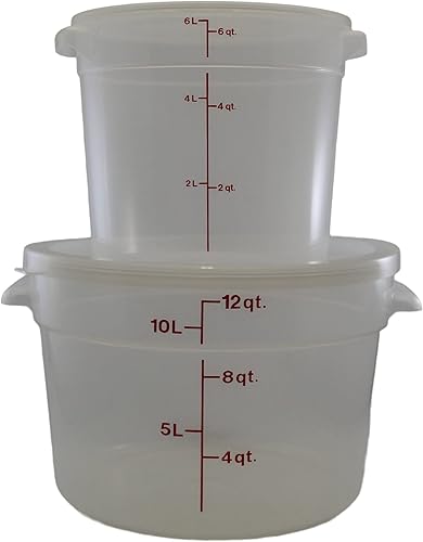 Paquete de almacenamiento de alimentos  Contenedores redondos translúcidos de almacenamiento de alimentos de 6 y 12 cuartos de galón con tapas y 1