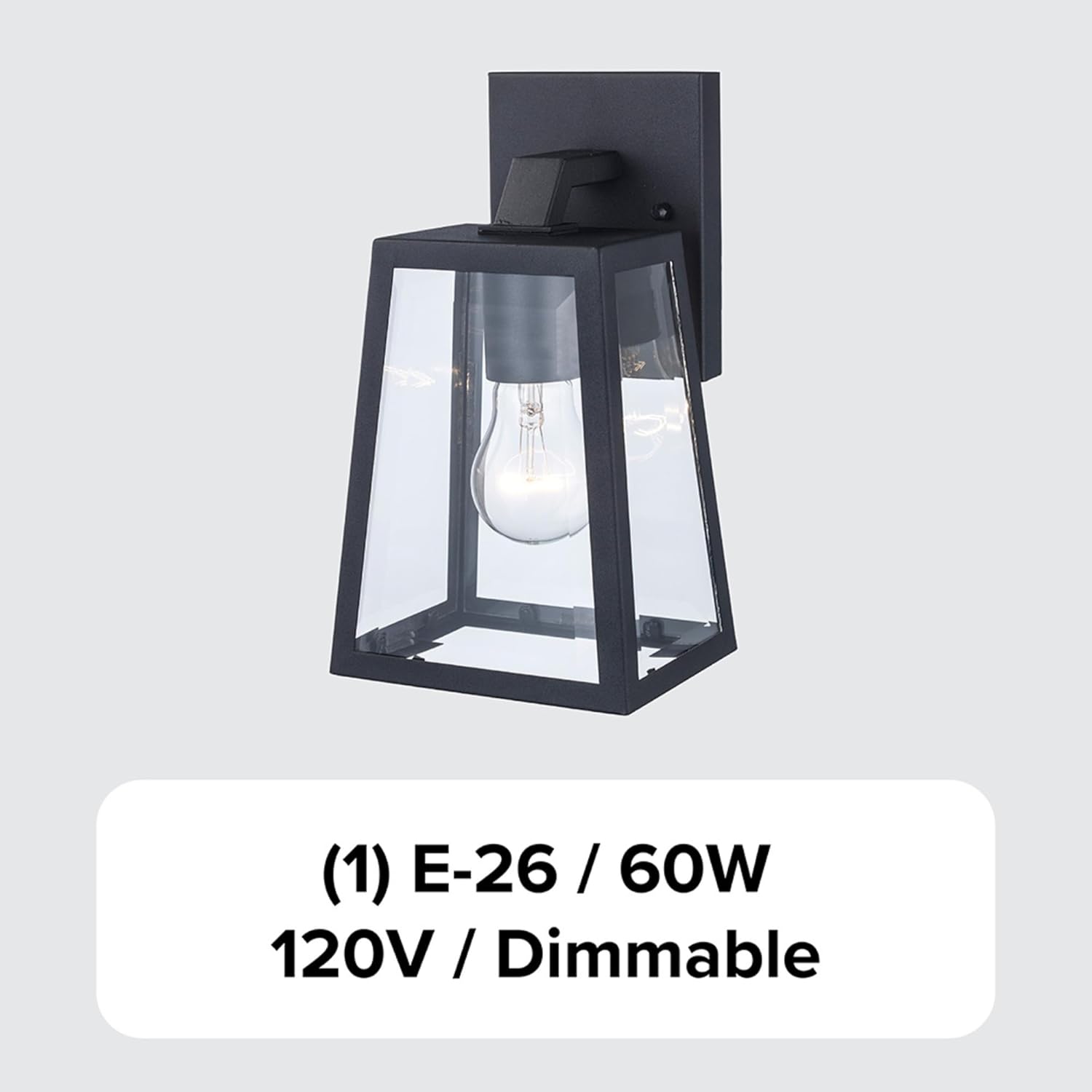 Charmelle 10-Inch Outdoor Wall Light | Black Exterior Sconce with Clear Glass | 1-Light Fixture | Uses E26 Medium Base Bulb | Wet Rated for Porch, Patio, Garage, or Entryway Lighting (10 Inch)