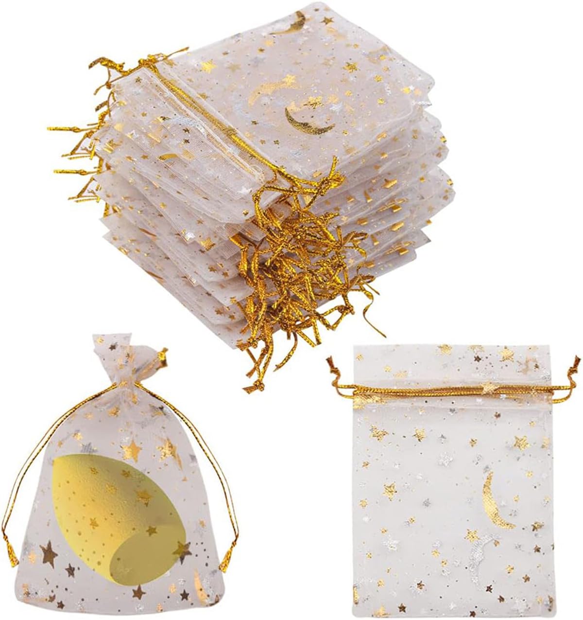 100Pcs Organza Bag White Drawstring Organza Bag Gift Bags, 4.33 * 6.29 Inch Bulk Jewelry Bags Drawstring Candy Gift Bags for Wrapping Supply Wedding Baby Shower Party Gift