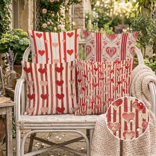 Taie d'oreiller double face rouge lin 45x45 cm imperméable avec fermeture éclair - 3