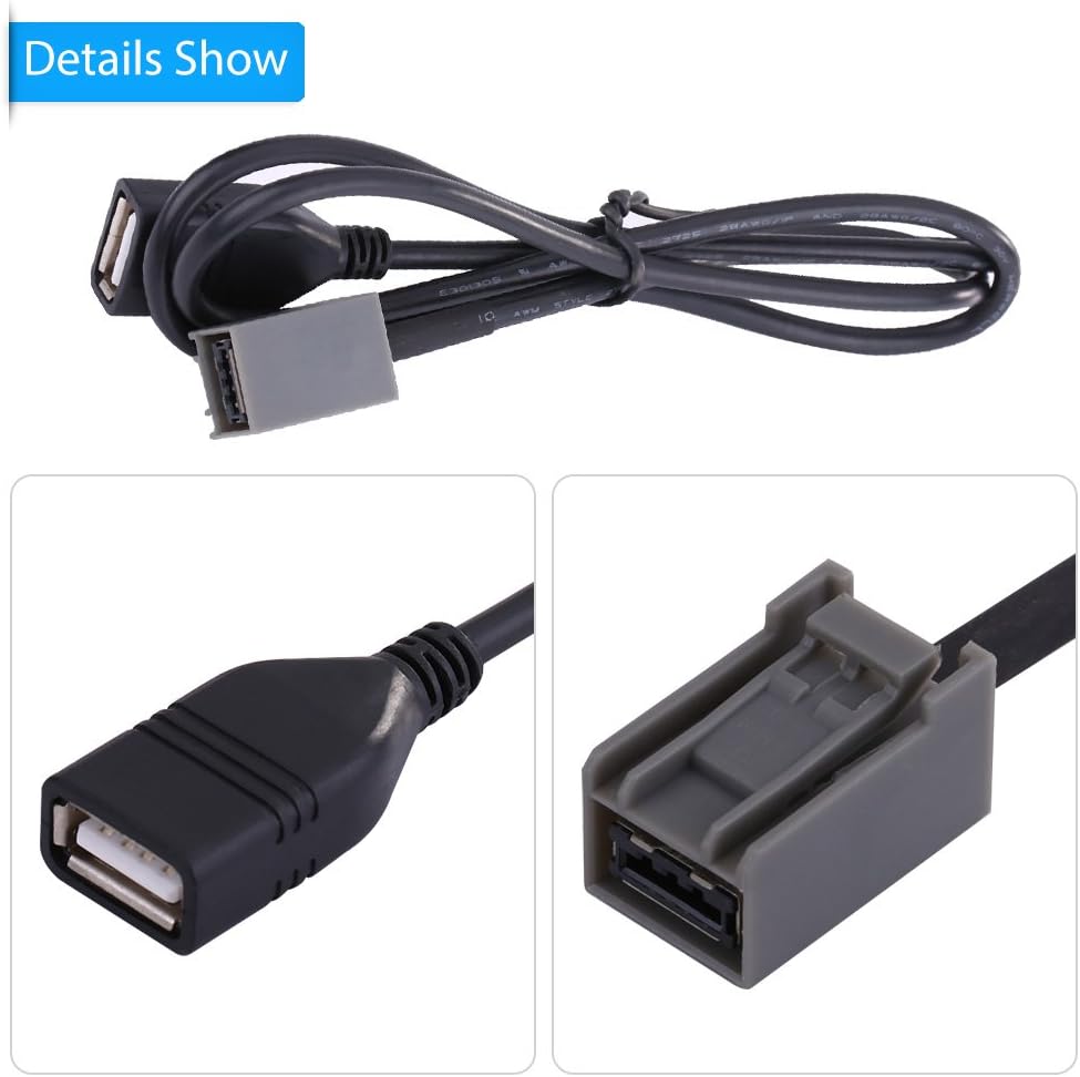 VGEBY USB Car Adapter, Aux-in Audio Cable, USB Female Input, Compatible with 2009 Onward Jazz, Outlander, ASX