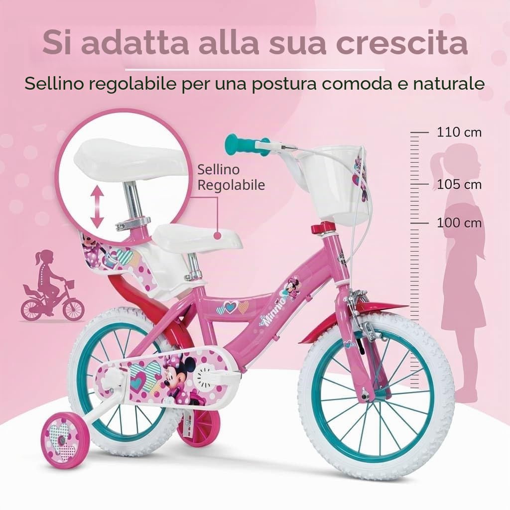 TOIMSA Bicicletta Minnie Huffy 14" Anni, 14613 Gioventù Unisex, Multicolore, 4-6 Años