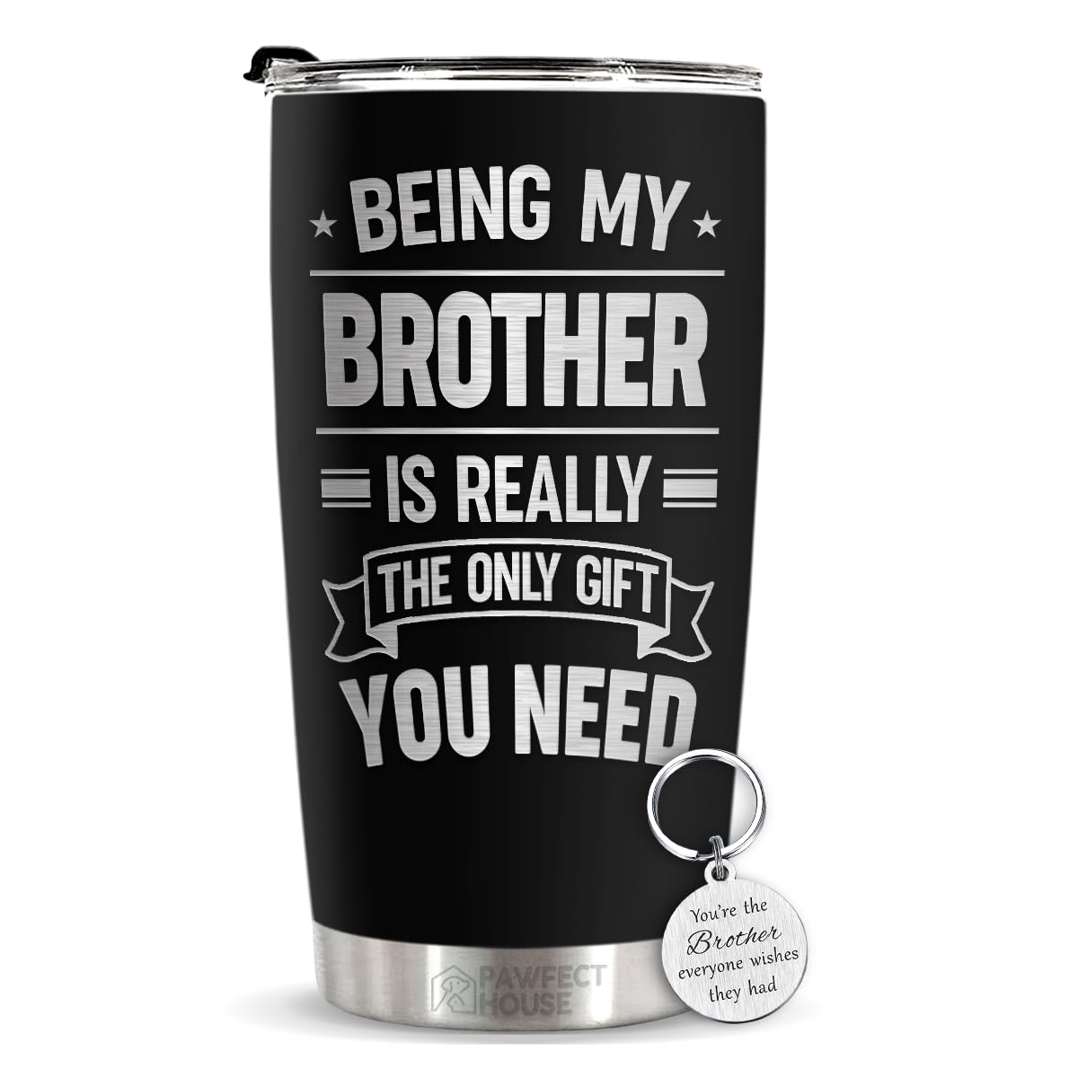 Fathers Day Birthday Gifts For Men, Funny Brother Birthday Gifts From Sisters, Brothers, Unique Gifts For Him, Brother Appreciation Gifts, 20oz Stainless Steel Coffee Tumbler With Lid And Straw