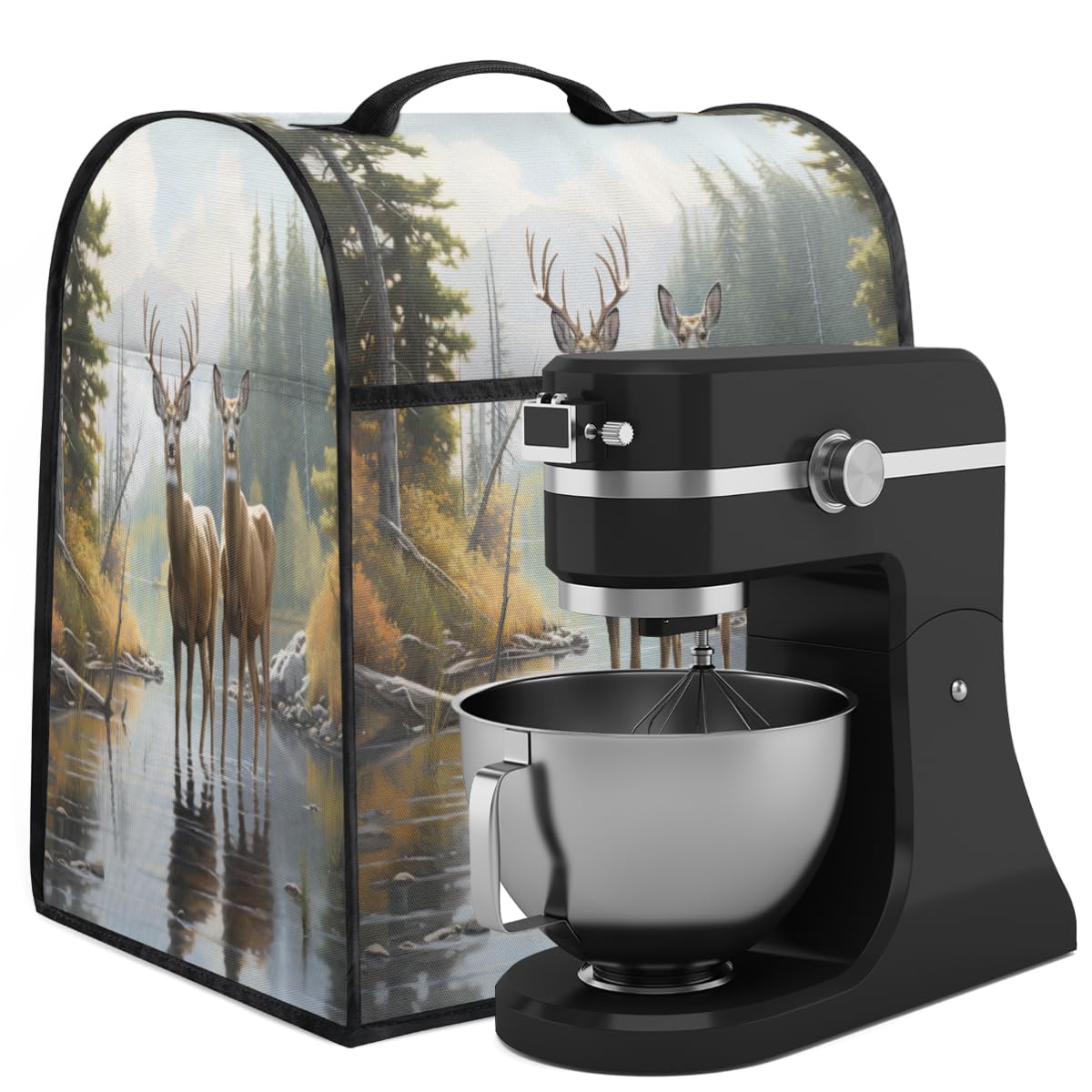 Coffee Maker Cover Animal Deer Kitchen Appliance Covers Small Appliance Covers Blender Cover Juicer Cover Dust Covers for Kitchen Appliances with Top Handle and Pockets,Washable,C263