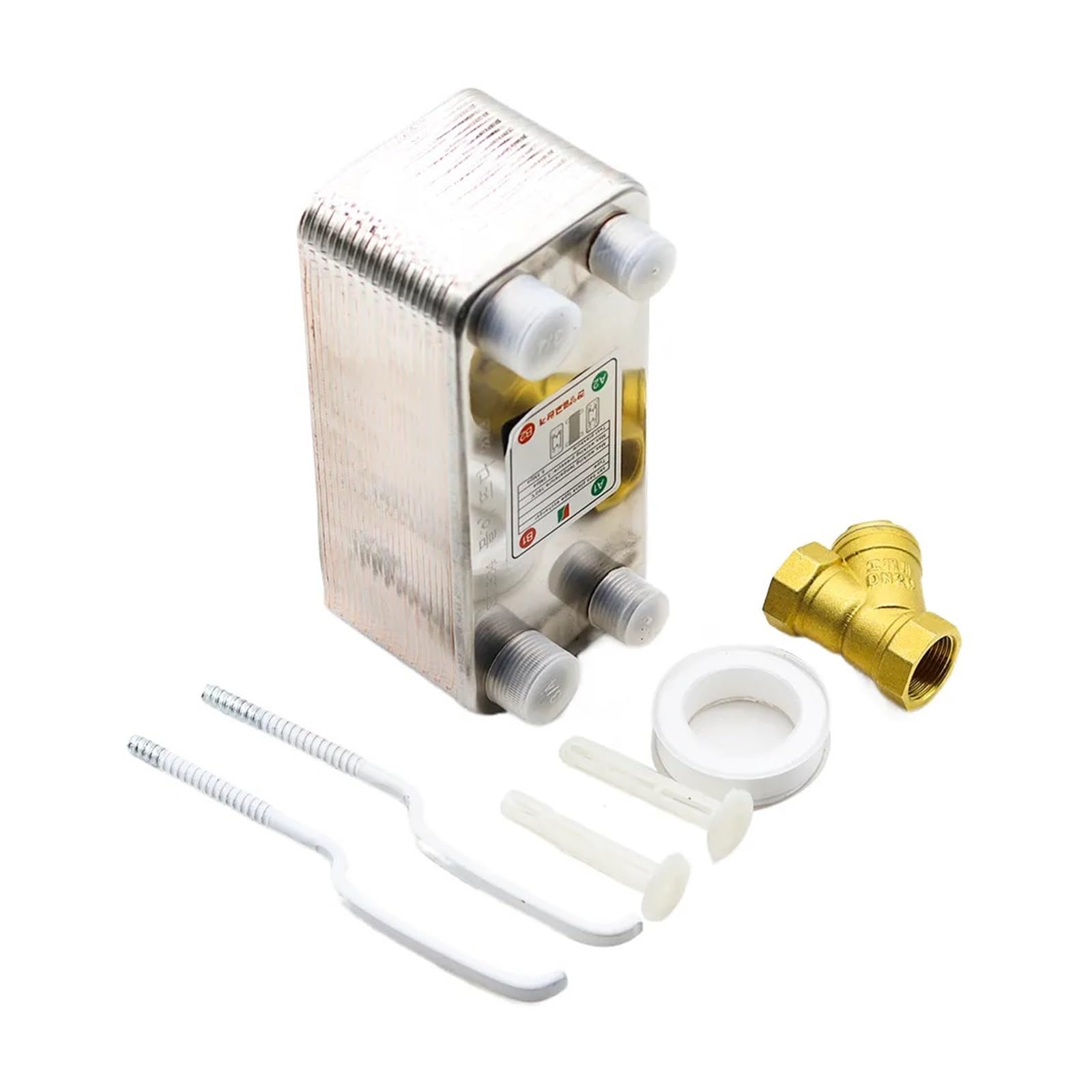 Intercambiador de Calor, Enfriador De Mosto Cerveza, Intercambiador Calor 24 Placas, Acero Inoxidable SUS 304 For Casera(3l4 Inch BSPT)