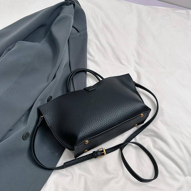 Bucket Bag for Women, Vintage Faux Leather Crossbody Purse with Top Handle, Trendy Designer Handbag 2025, Fashion Shoulder To3