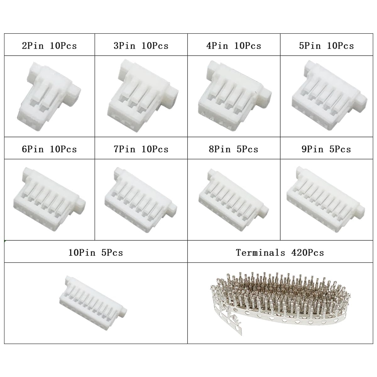 PENGLIN 495Pcs JST SH 1.0mm Connector Kit,2/3/4/5/6/7/8/9/10 Pin Housing Connectors,1.0mm Pitch JST Adapter,SH 1.0mm Plug Adapter - Image 2