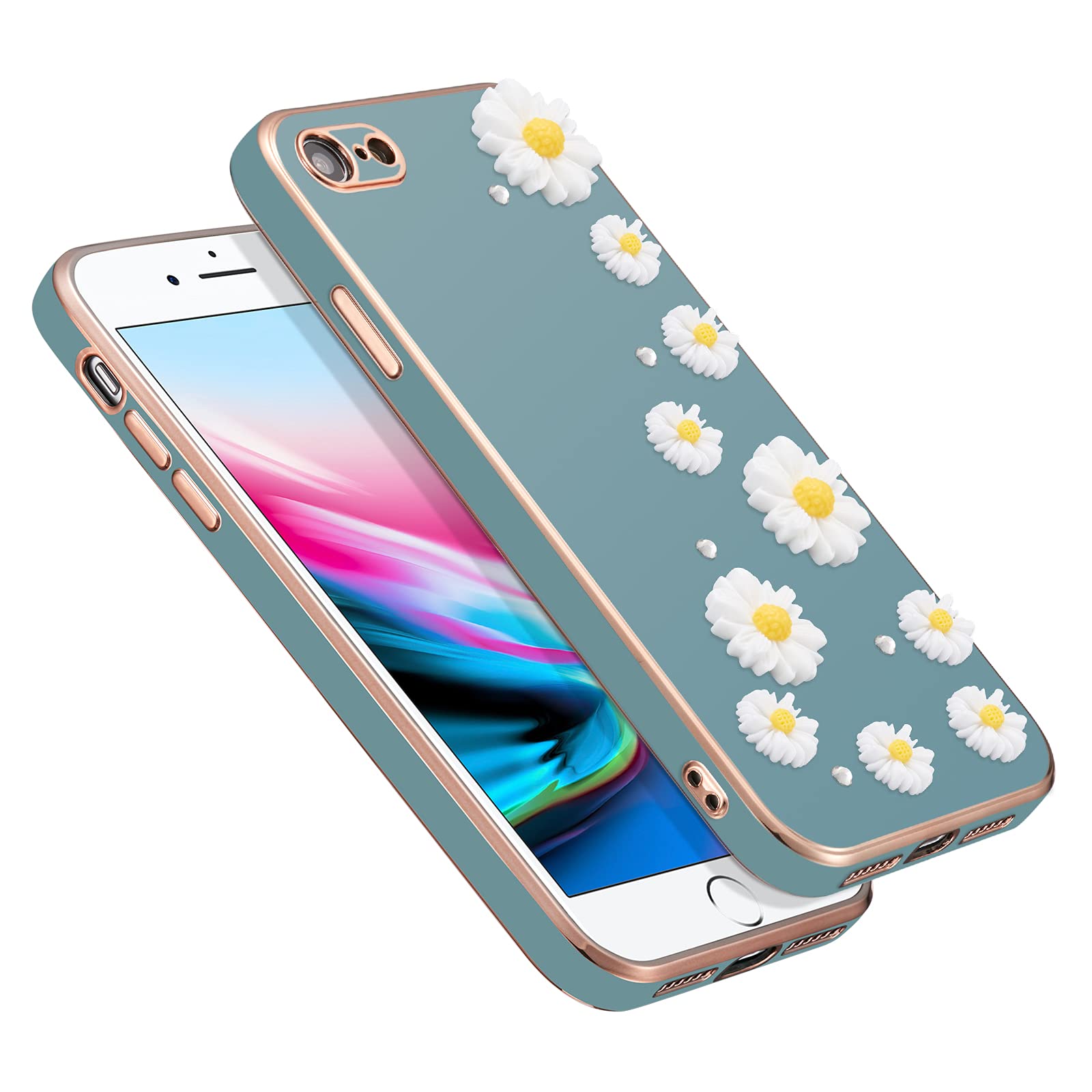 ZCDAYE Case for iPhone 7 iPhone 8 iPhone SE 2020, Daisy Sparkling