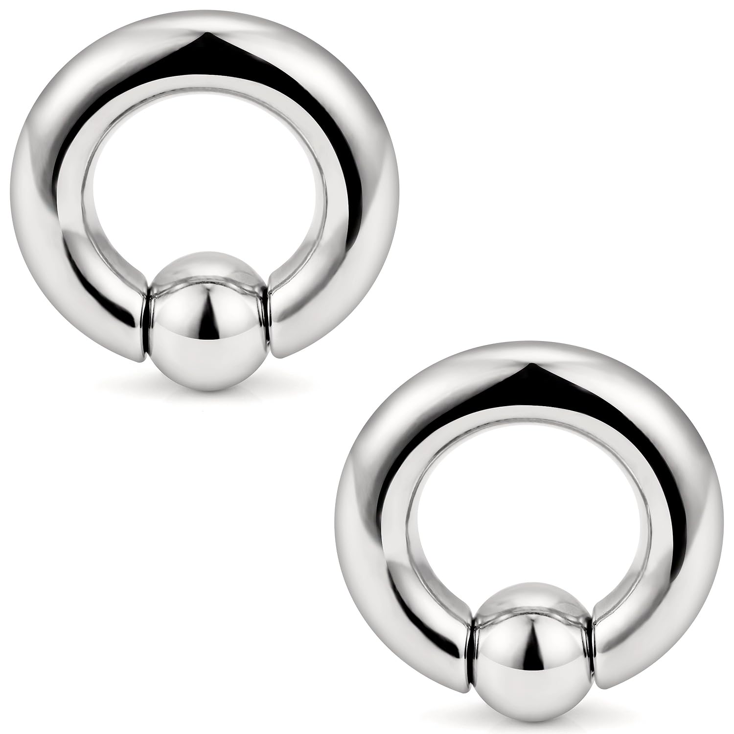 FtovosyoG23 Titanium PA Ring Captive Bead Rings Spring Action BCR Ball Rings 00G 0G 2G 4G 6G 8G 12G Pierced Body Jewelry for Women 2PCS 12-19mm