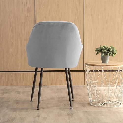 Miniatura 5 de Juego de 6 fundas para sillas de cocina, de terciopelo, para sillas de comedor, fundas elásticas para sillas de comedor con reposabrazos y soporte