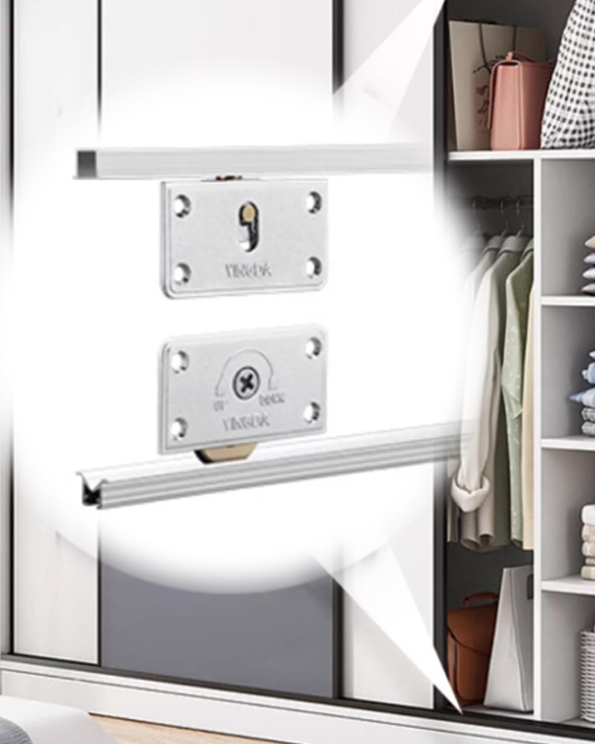 Sliding Door Kit Parallel Sliding Cabinet Door Track System with Down Rail, Wardrobe Guide Hardware Kit/Cupboard Slider Rails, Smoothly Forcer Assembly(1.4m/4.6ft)