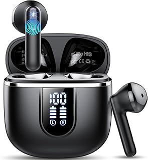 Wireless Earbuds, 2025 Bluetooth 5.4 Headphones in Ear Buds, 40H HiFi Stereo Bluetooth Earbuds with 4 ENC Noise Cancelling Mics, IP4 Waterproof Earphones with Dual LED Display USB C, Mini Ultralight product image