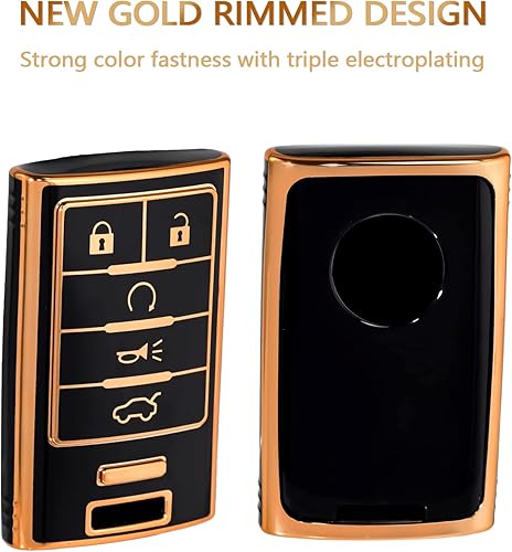 Miniatura 4 de OFFCURVE Funda para llavero para Cadillac C5 y C6, G-negro+llavero