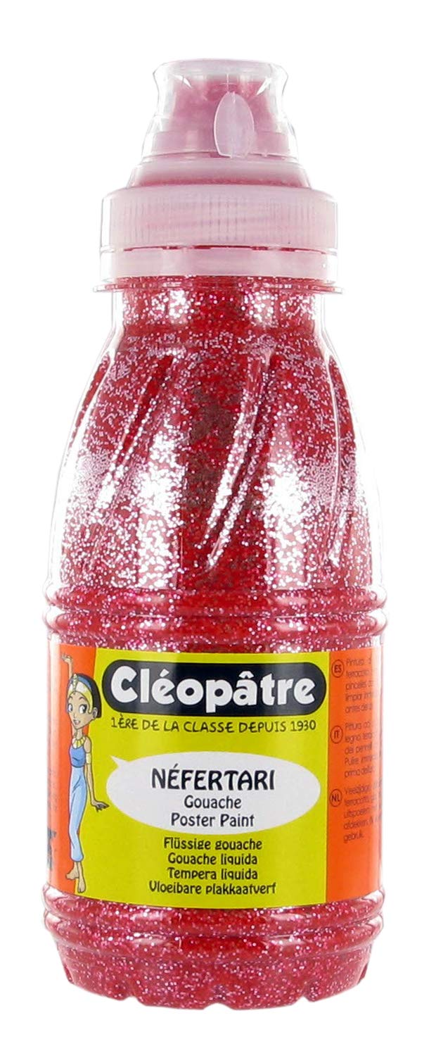 Cleopatre - PP250-13C - Pintura con purpurinas plateadas - Frasco de 250 ml - Rojo