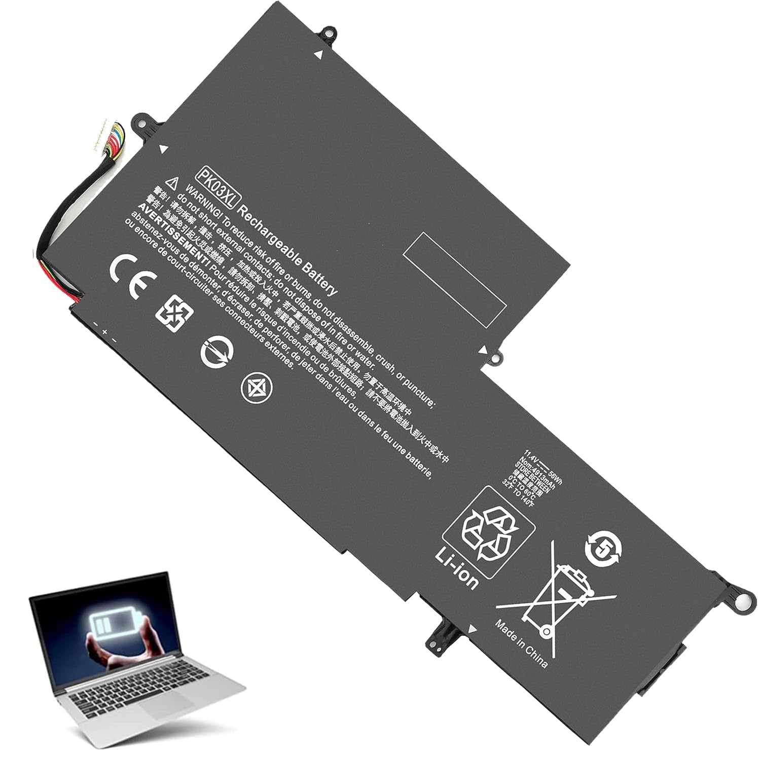 PK03XL Laptop Replacement 789116-005 788237-2C3 Battery for HP Spectre X360 13-4003DX 13-4002DX 13-4103DX 13-4101DX 13-4102DX 13-4116DX 13-4193DX 13T-4000 13-4005DX for Envy X360 13-Y0XX 13-Y023CL