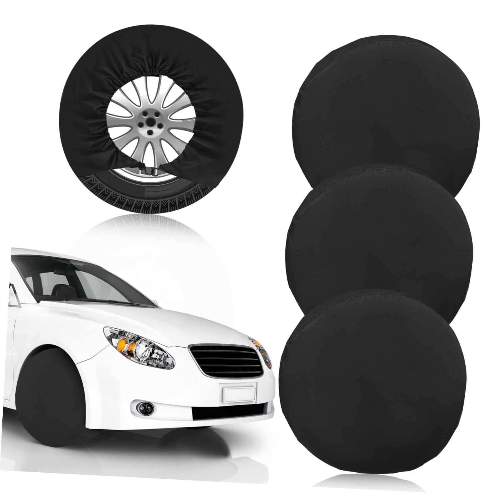 Amosfun 4pezzi Copriruota Protettivi per Pneumatici Copertura in Oxford per Camper Roulotte e Auto Orlo Elasticizzato per Vestibilità Sicura e Protezione dagli Elementi Ambientali