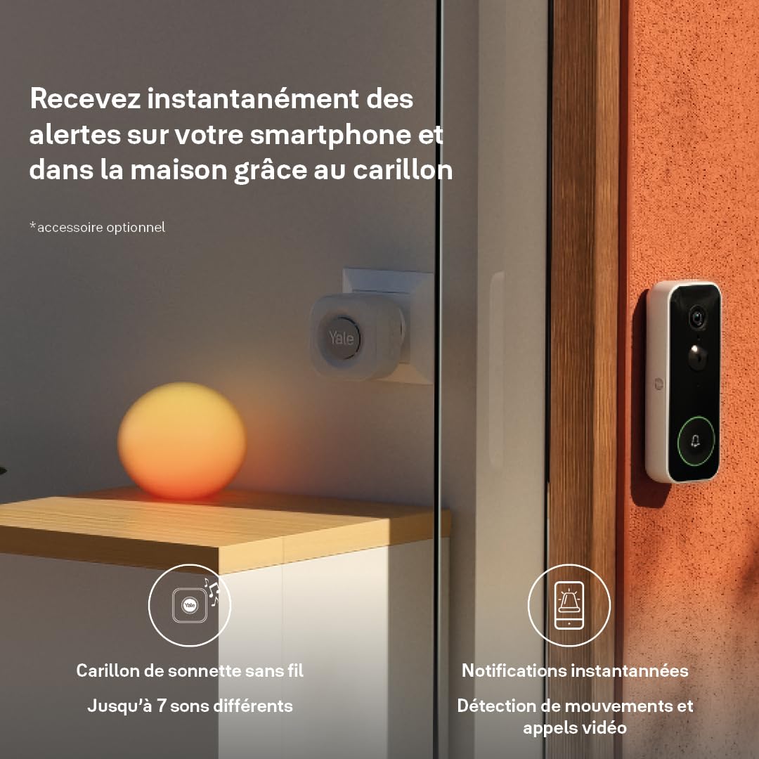 Yale Campanello Smart SV-VDB-1A-W Bianco + Yale Chime per campanello smart SV-VDBCH-1A-W