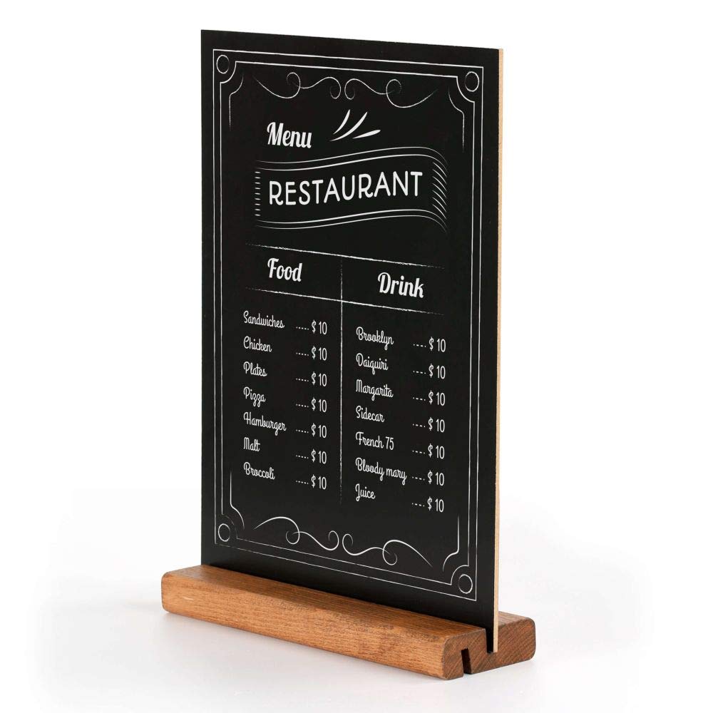 Expositor de mesa (madera, doble pizarra negra, DIN A4)