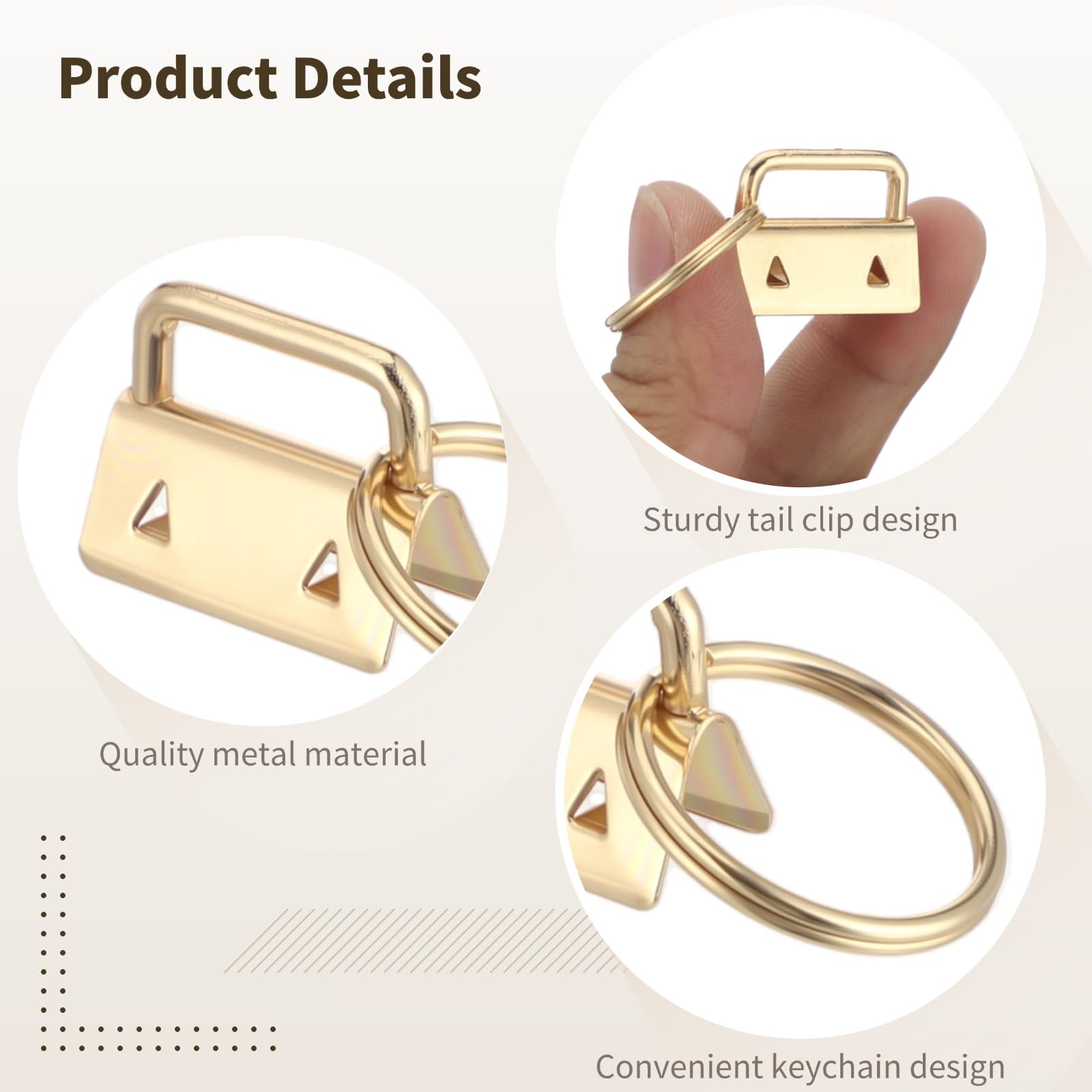 100 Stk. Keychain Fob Hardware Set, 1 Zoll Metall Tail Clips in 5 Farben mit Schlüsselringen, robuste Endbeschläge für Gurtband, DIY Bastelzubehör für Handgelenkriemen und Schlüsselanhänger
