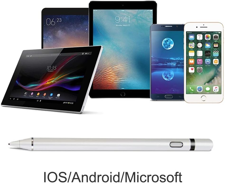 Stylus Pencil Compatible for Apple,Active Stylus Pen for Touch Screens, 1.5mm Metal Fine Point High Sensitivity Digital Stylus Pen Compatible with iPad,Android Tablet and Other Touch Screen (White)