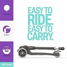 Jetson Leap 3-Wheel Kick Scooter, Portable Scooter for Kids with Light-Up Frame and Wheels, Folding Design, Adjustable Handlebar Height, 4.7-Inch Wheels, Ages 3+