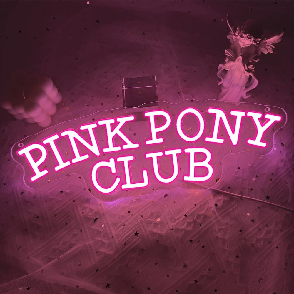 Pink Pony Club Neon Sign,Western Cowgirl Neon Lights for Wall Decor Dimmable LED Music Pony Pink Neon Light for Room Bedroom Party Bar Pub Decor Girl Gift USB Powered(14.9"*5.1")