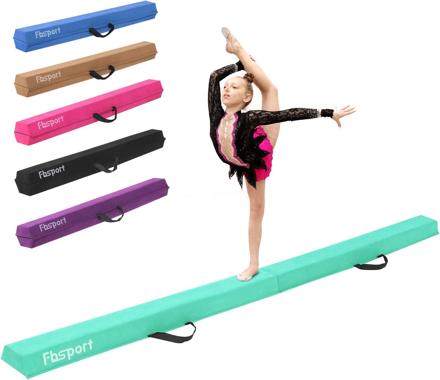 FBSPORT 8ft/9ft/10ft Balance Beam: Folding Floor Gymnastics Equipment for Kids Adults,Non Slip Rubber Base, Gymnastics Beam for Training, Practice, Physical Therapy and Professional Home Training