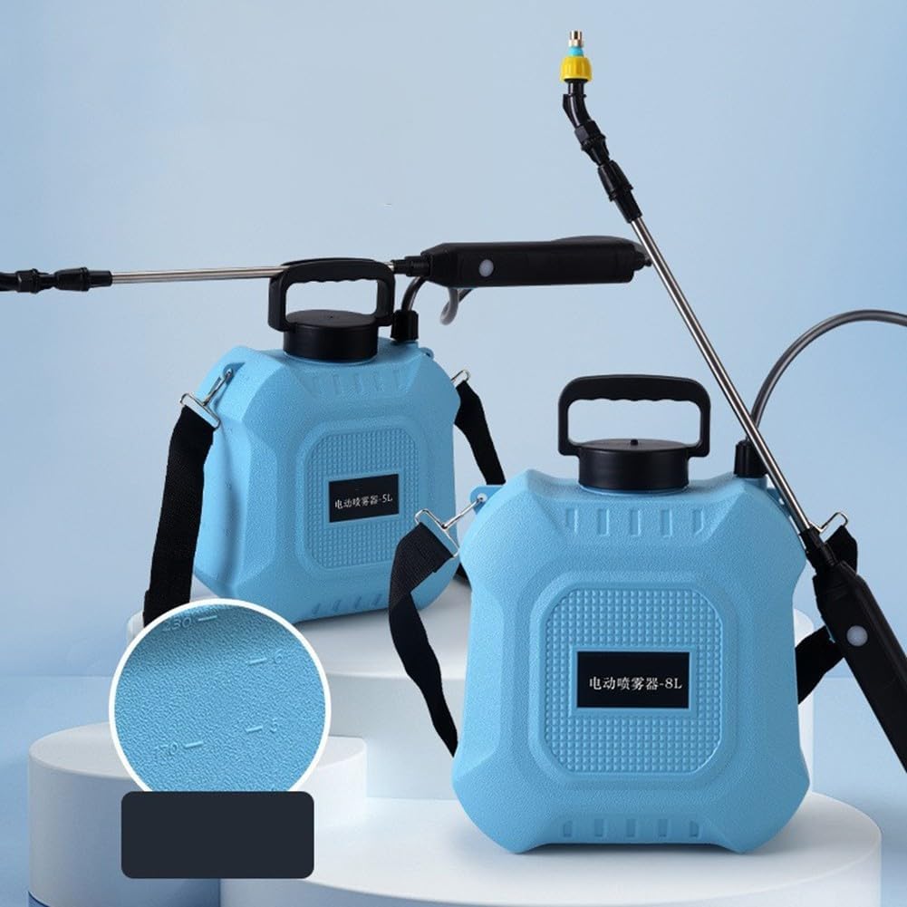 Spruzzatore Elettrico Ricaricabile da Giardino, Serbatoio da 5 l, Pompa autoadescante con Asta Estensibile per Uso Fertilizzante e erbicida (8 L)
