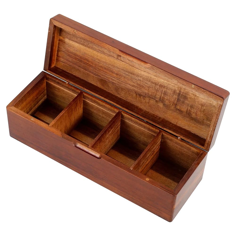 Vjsujehgy Wooden for Tea Bag Organizer with Lid-Elegant Design, Versatile Storage Box for Tea and Sugar Packet Bags