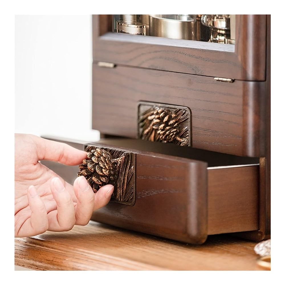Pudełko do makijażu Organizer na kosmetyki, drewniane etui w stylu retro z szufladami i lustrem, duża pojemność, półka na kosmetyki