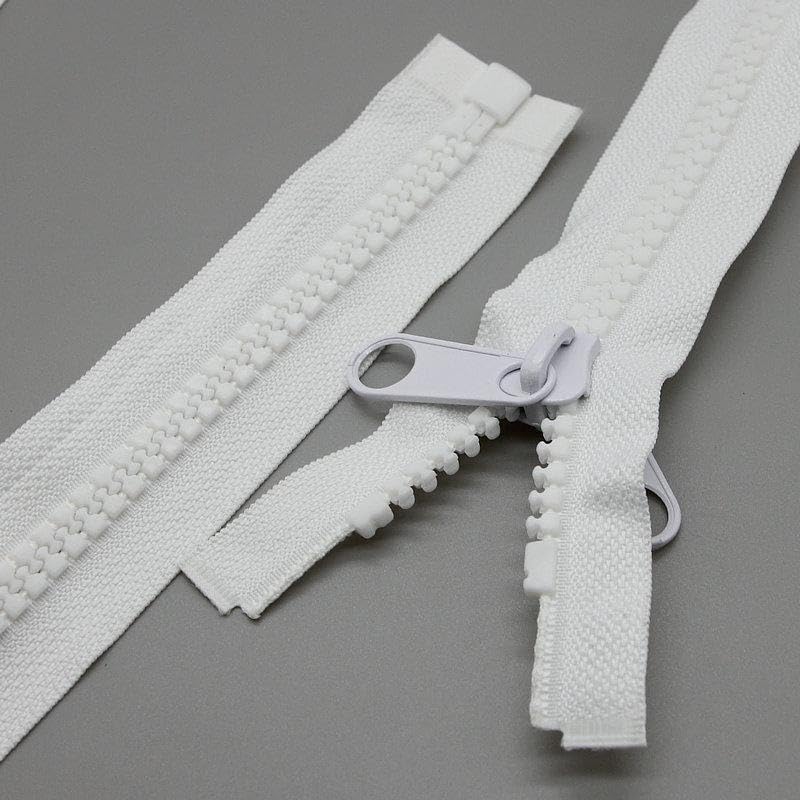 SHUNLI 2 Pièces 152 cm #10 Séparable Fermetures Éclair, Blanc Plastique Fermeture Éclair double tirette pour tente