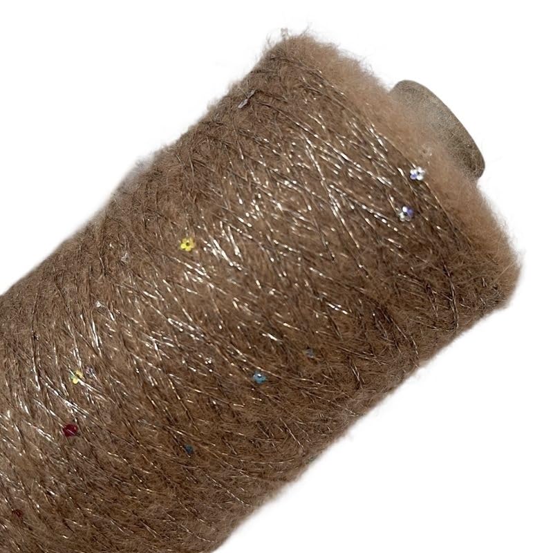250 g di mohair di lana colorata baby mohair non elastico lavorato a mano, morbido e non annodato (Color : Khaki)