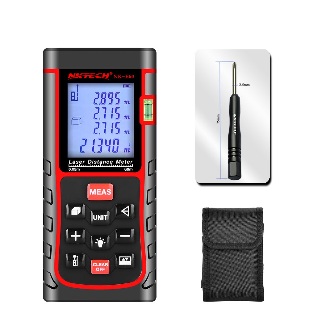 Laser Distance Meter Telemetro Laser 40 m 60 80 100 120 150 m Range Finder Strumenti m/in/ft Lunghezza nastro Area Volume Angolo di Misura 100 Data Air Bubble Level (NK-E60 120 ft)
