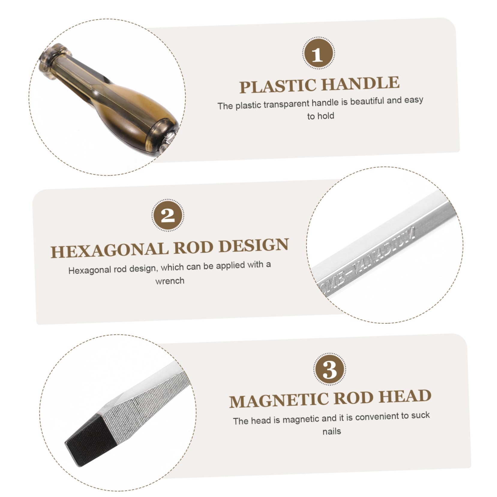 HOMSFOU 4pezzi Cacciaviti Magnetici Cromato- Per Riparazioni Auto e Casa Utensili Ergonomici Design e