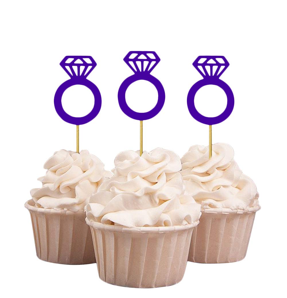 Darling Souvenir Wedding Engagement Ring Cupcake Toppers Party Dessert Decorations - Pack Of 40