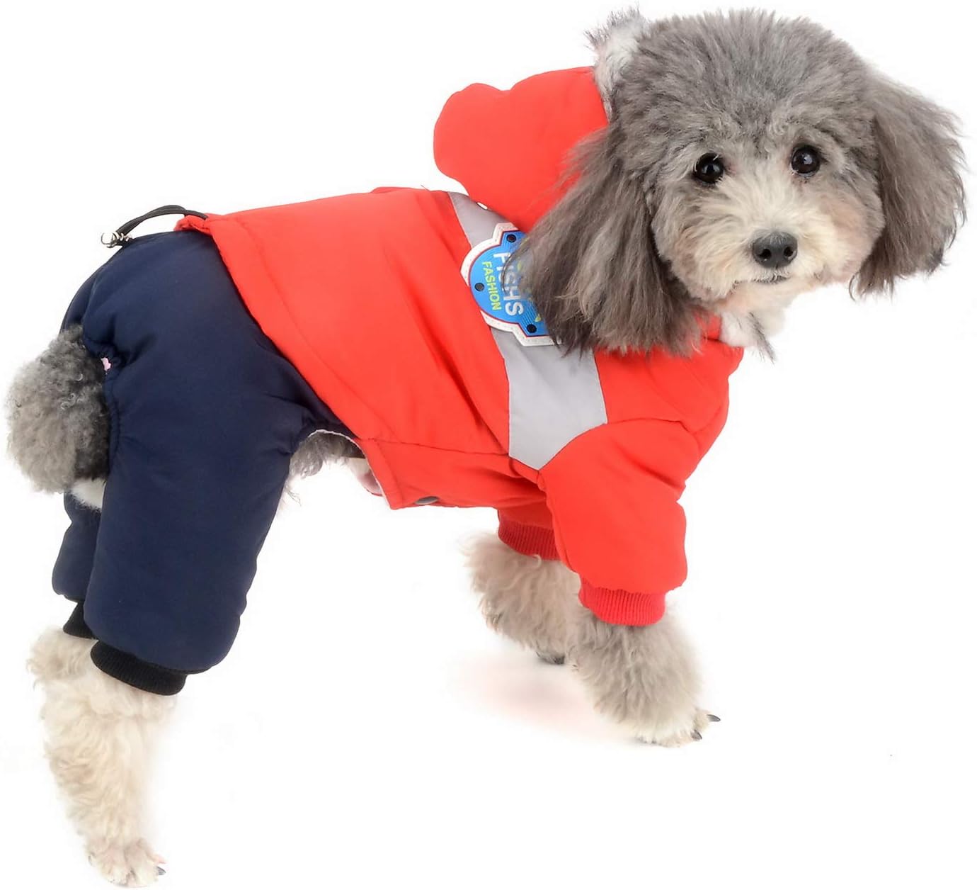 Zunea ペット服 犬 倉庫 ダウン つなぎ あたたかい 防寒 コート 小型犬 雪 おしゃれ フリース フード付き 防風 レッド パーカー 秋冬服 防水 暖かい L 猫服 ロンパースドッグウェア お散歩