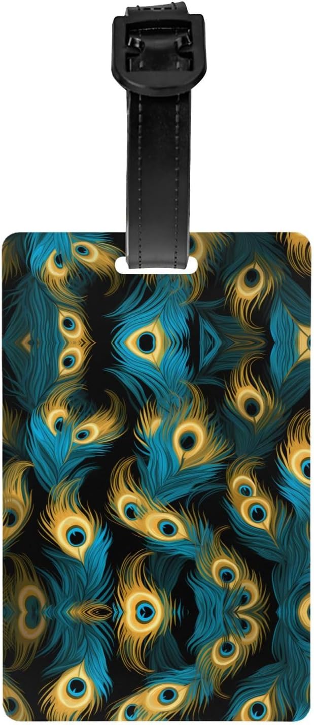 Fresh Peacock Prints Luggage Tag with Detachable Wristband - Travel Hook for Convenient Identification - Lightweight & Personalized Business Card Size