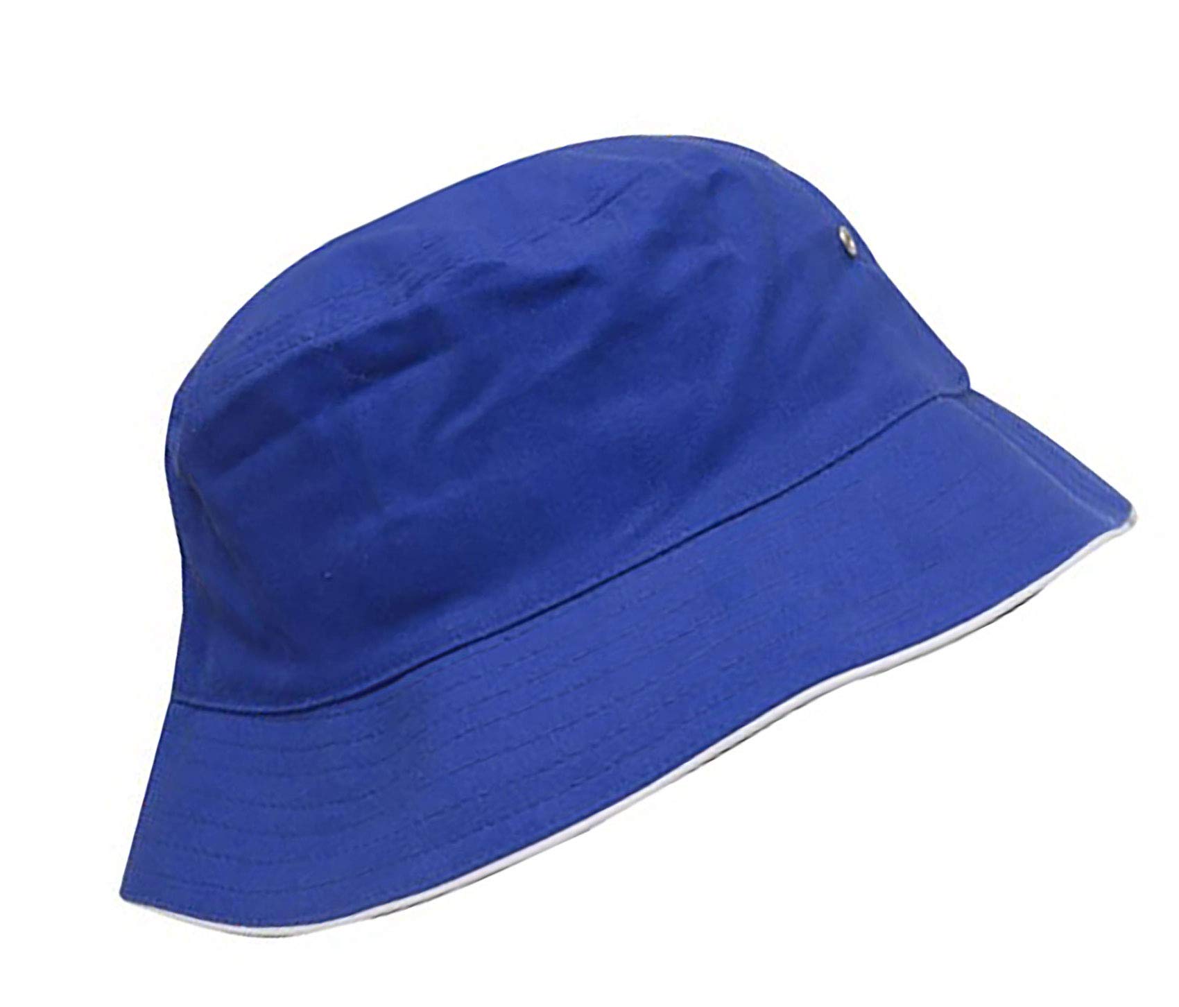 Mfaz Morefaz Ltd Unisex Royal White Rim Cotton Bucket Hat Sun Protection Cap Fishing Outdoor Sun Beach Hat (Royal White Rim Cotton)