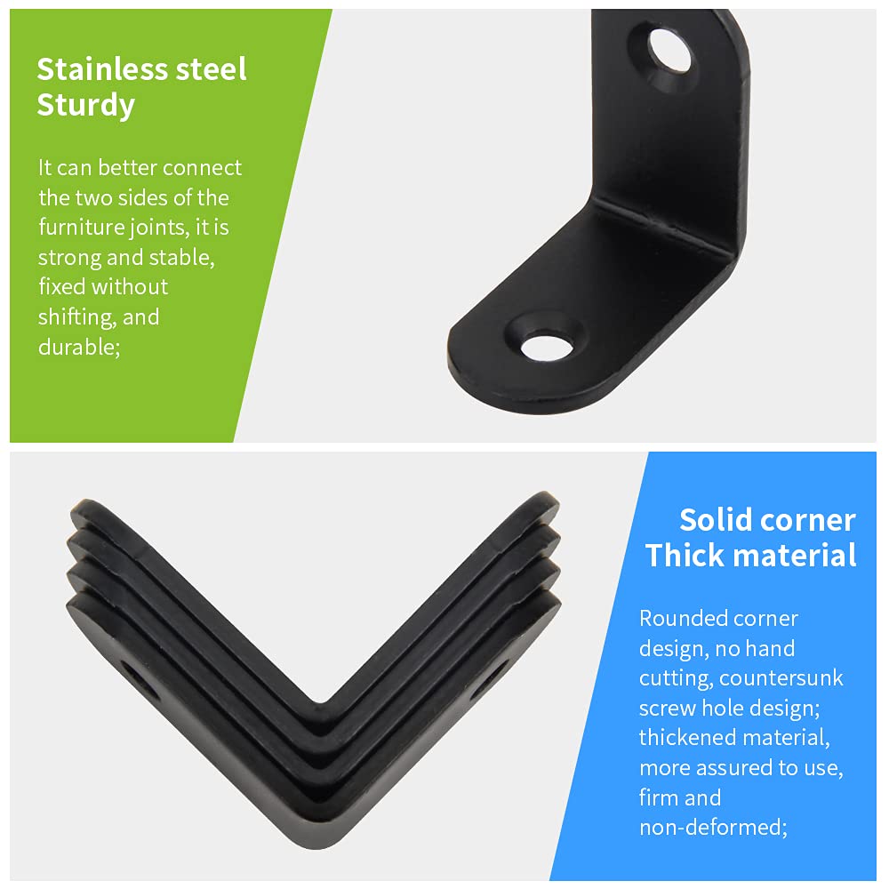 Staffe Angolari 90° L - 20 Pezzi Neri Con Viti | Rinforzo Per Mobili, Scaffali, Tavoli E Sedie - Foto 7
