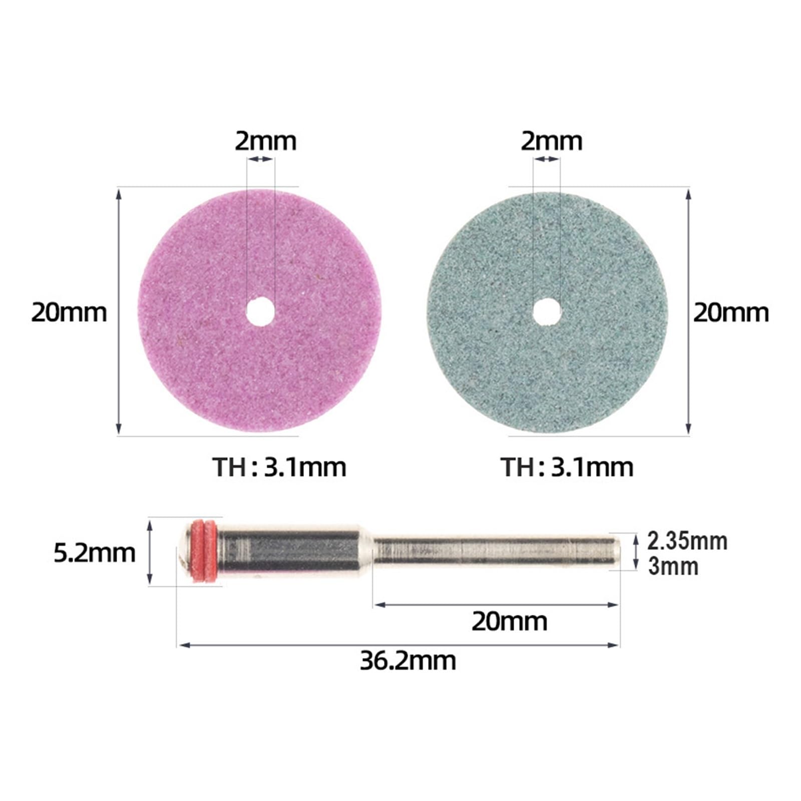 10 Mini Ruedas Abrasivas En Forma De T For Amoladora Neumática Eléctrica(Pink P120,2.35mm shank)
