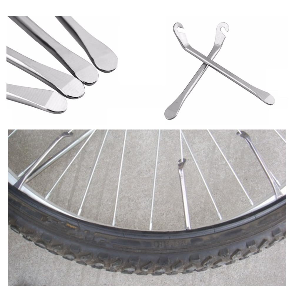 8 Pezzi Leve Smontagomme,Leva del Pneumatico del Metallo, Leve per Pneumatici in Acciaio al Carbonio ad Alta Densità per Bicicletta Strumento Riparazione Gancio per Cambio Pneumatici