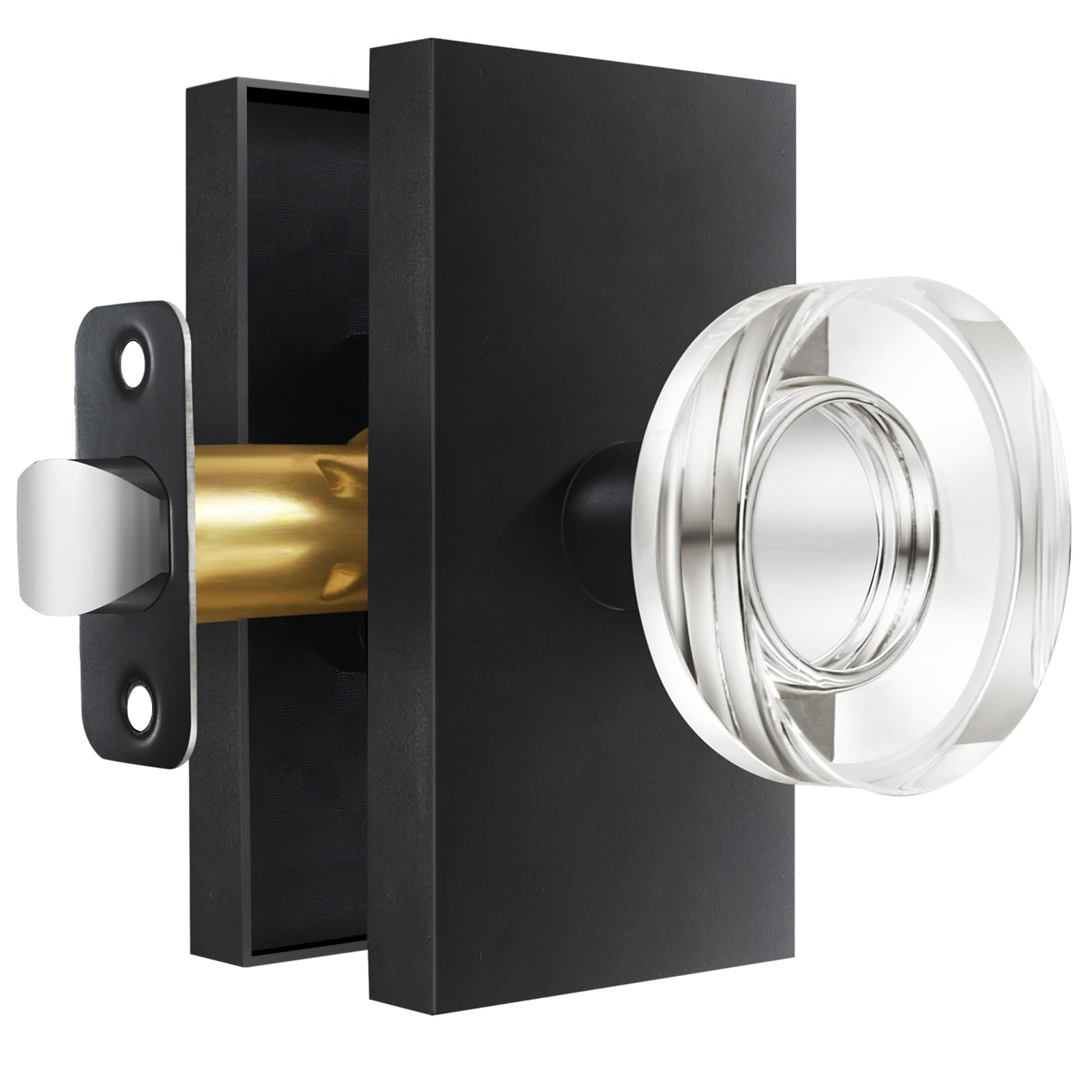 Black Glass Door Knobs with Lock - Privacy & Style -11