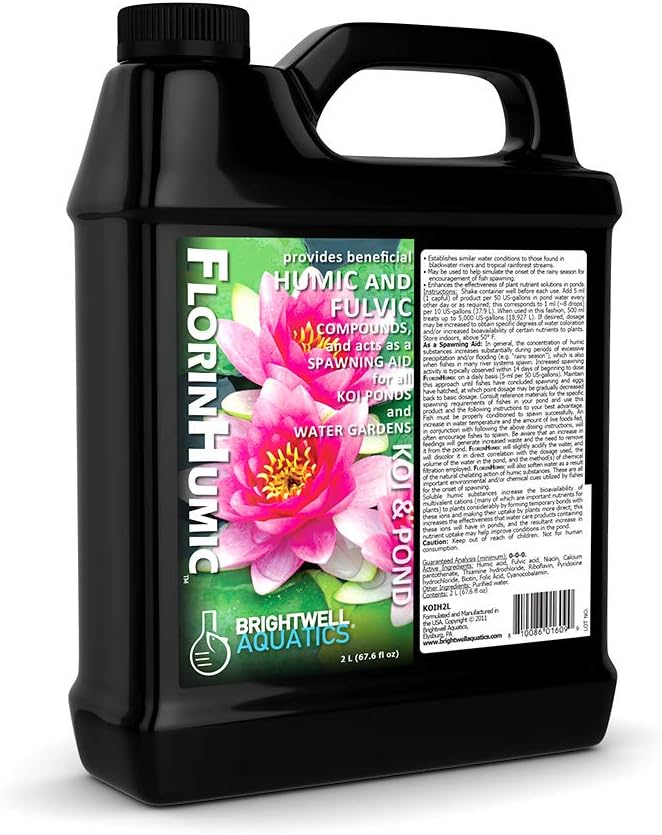 Brightwell Aquatics FlorinHumic – Enhances Plant Nutrients & Fish Spawning in Ponds & Water Gardens, 2L