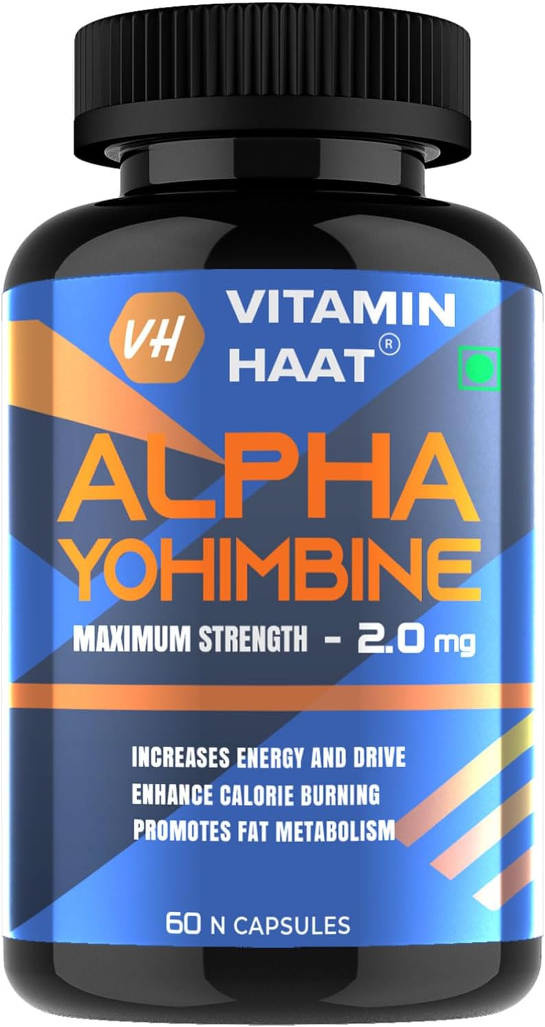 Alpha Yohimbine 2mg | Pre workout supplement for Men and Women | Weight Loss Products | Belly Fat Burner | Pharmaceutical grade | Alpha Yohimbine Hcl 98% Rauwolscine | 60 veg capsules by VitaminHaat