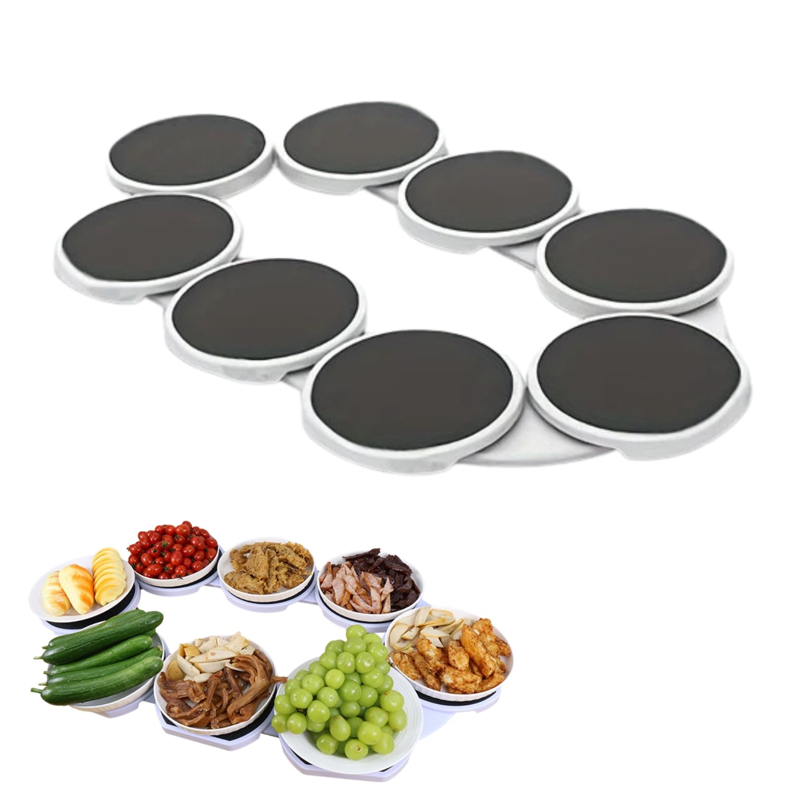 360° Rotating Dining Table Turntable Expandable Heavy Duty Lazy Susan with Sliding Rails - Easy Assembly Countertop Tray for Home & Commercial Use