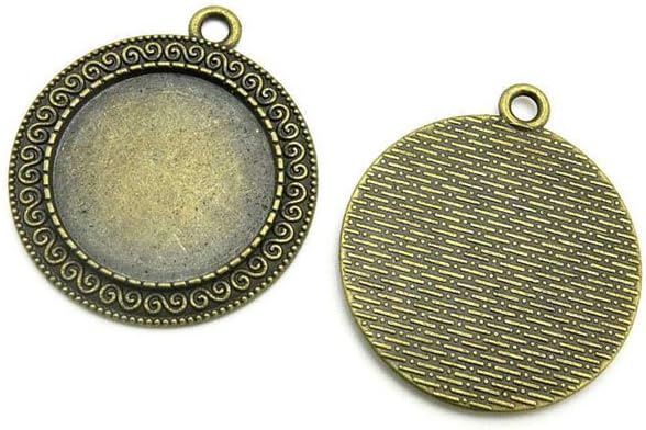 Jewelry Making Charms RS083 Round Setting Cabochon Frame Blanks Ancient Bronze Retro Findings Bulk Pendant for Necklace Bracelets