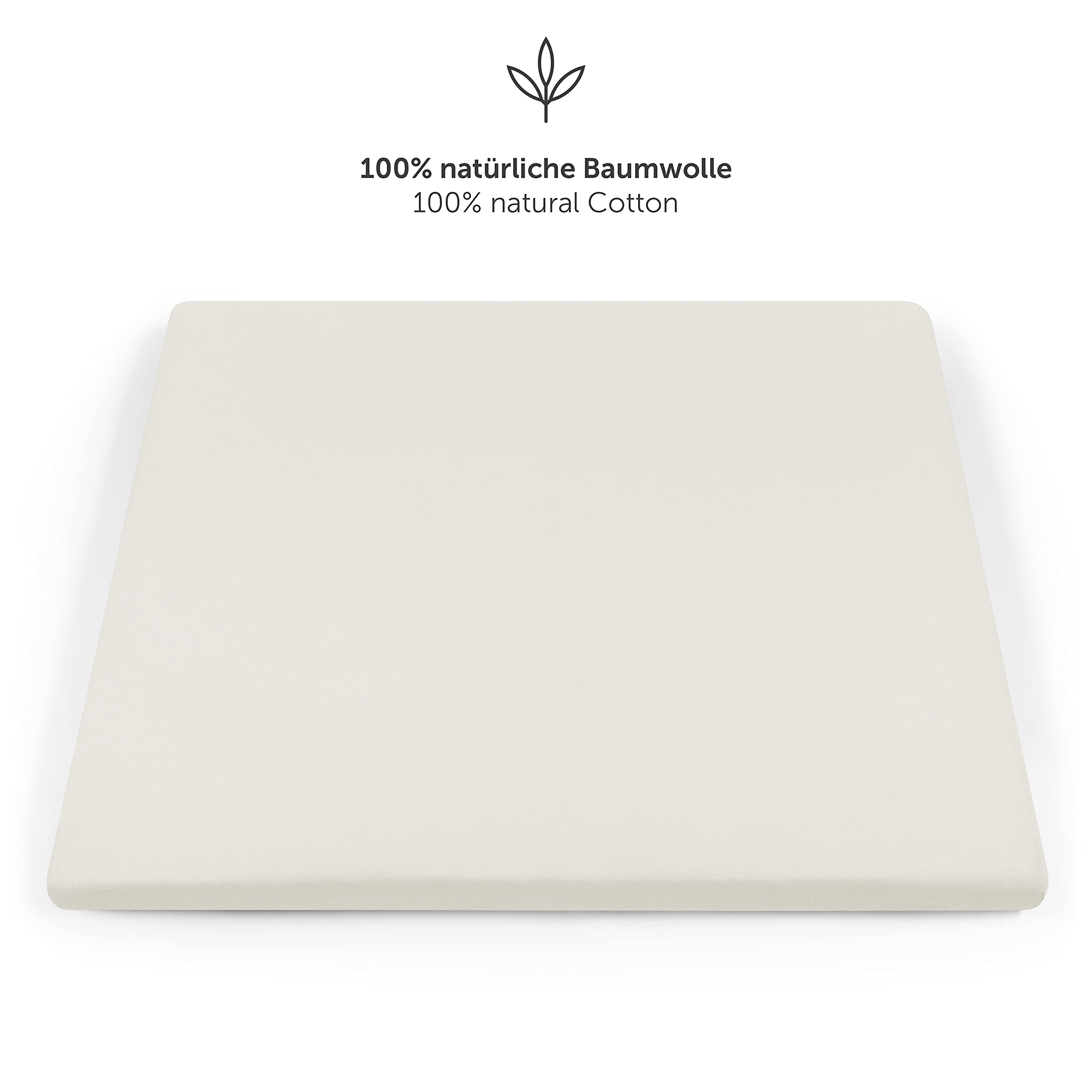 Laleni Lenzuola Culla Neonato - Lenzuola Lettino - Lenzuola Carrozzina Neonato - Coprimaterasso Culla con Angoli Elastici - Coprimaterasso Lettino 100% Cotone 135gsm - Avorio - Box quadrato 100x100cm