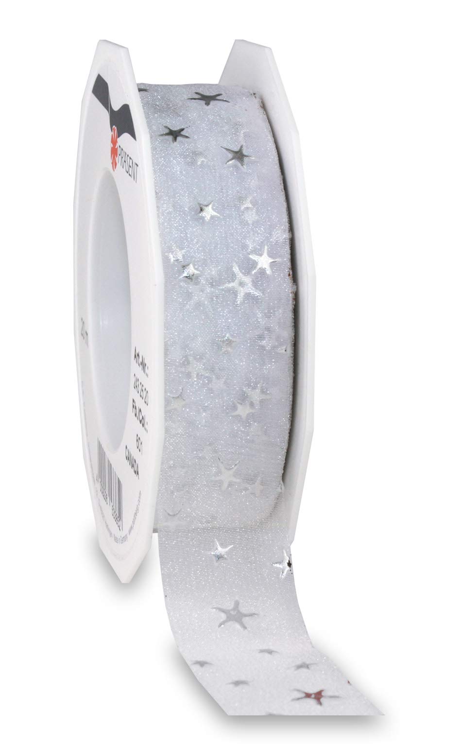 Präsent - Canada Printed Organza Ribbon White 20-m-roll 25 mm Width, 25mm - 20m
