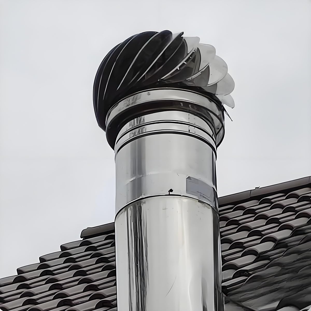Cappuccio per Camino 304 Acciaio Inossidabile Cappa Antipioggia per Camino Tappo Di Sfiato per Tetto 110 200 250 300 400 mm per Stufe Caldaie E Camini Argento(7.9in/200mm)
