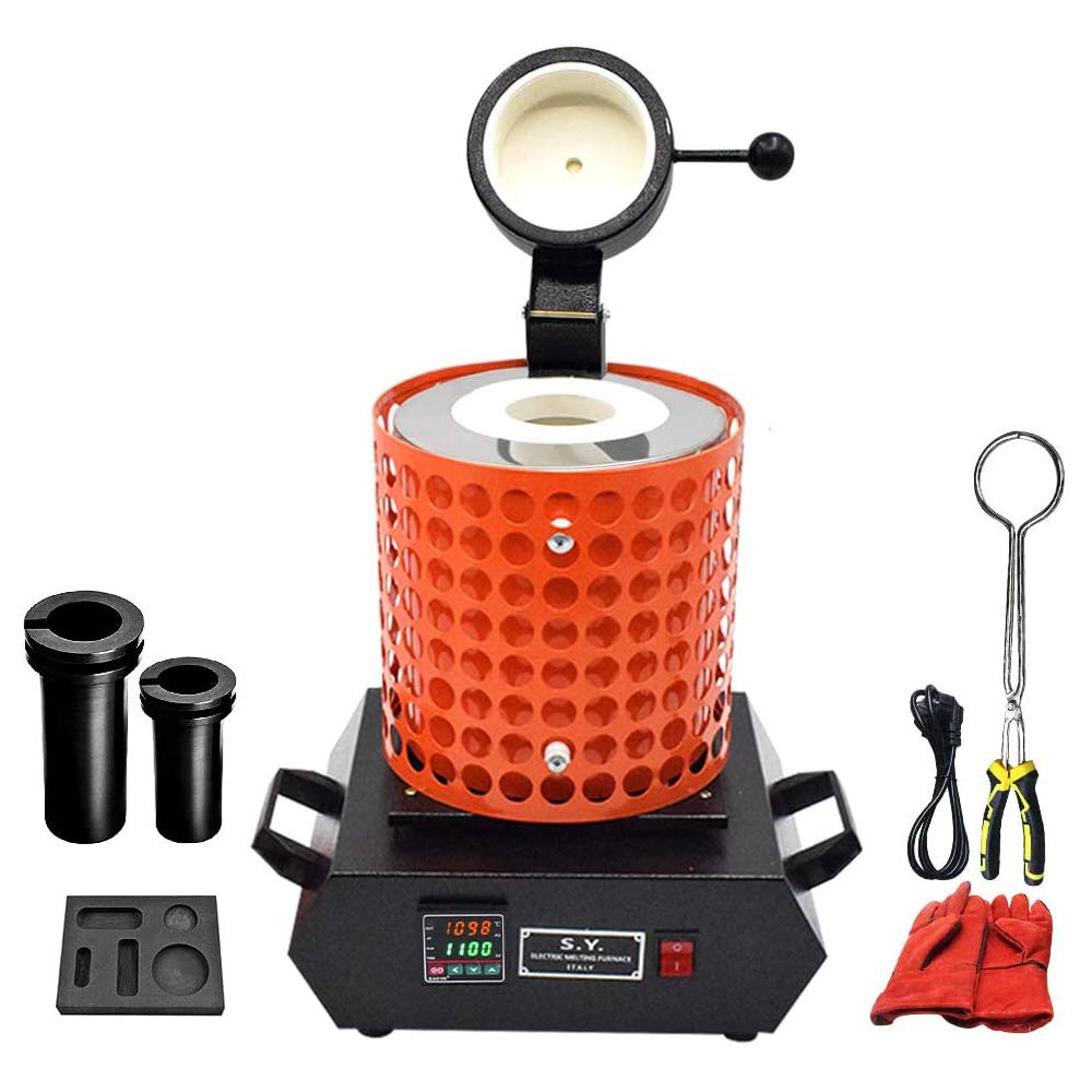FASTTOBUY 3kg Forno fusorio Digitale 1100 ° C / 2012 ° F, Forno fusorio Automatico per Metallo, Kit Forno fusorio Elettrico con 2 crogioli in Grafite e lingottiera in Grafite